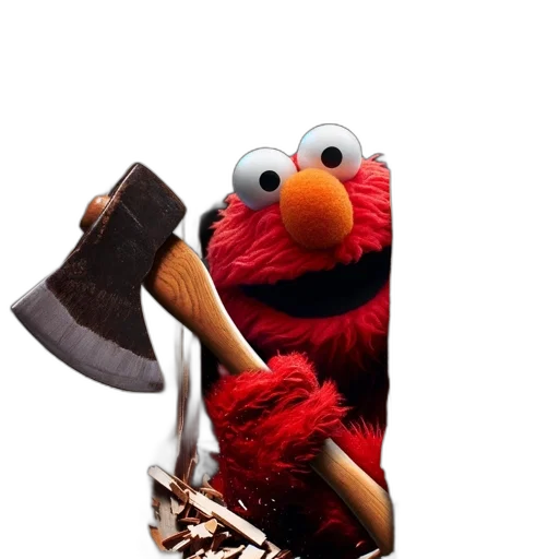 weapon, shoes, staff, sword, 3d render, red, elmo, iconic transparent PNG cut-out