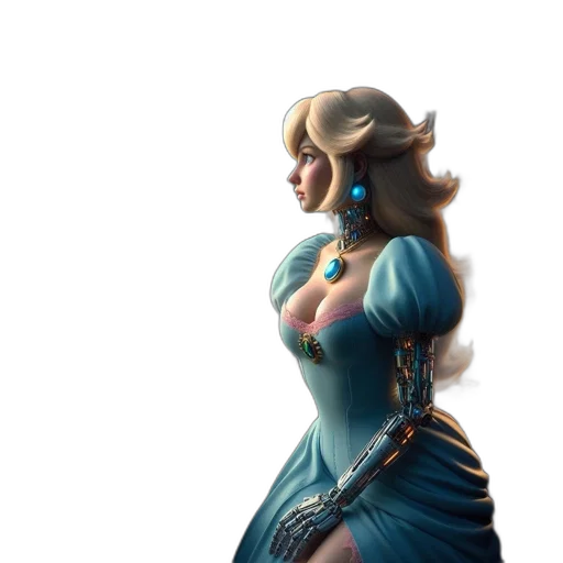 dress, crown, jewelry, concept art, fantasy art, 3d render, pixel art, blue transparent PNG cut-out