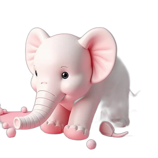 animal, 3d render, concept art, photorealistic, pixel art, pastel, pink, elephant transparent PNG cut-out