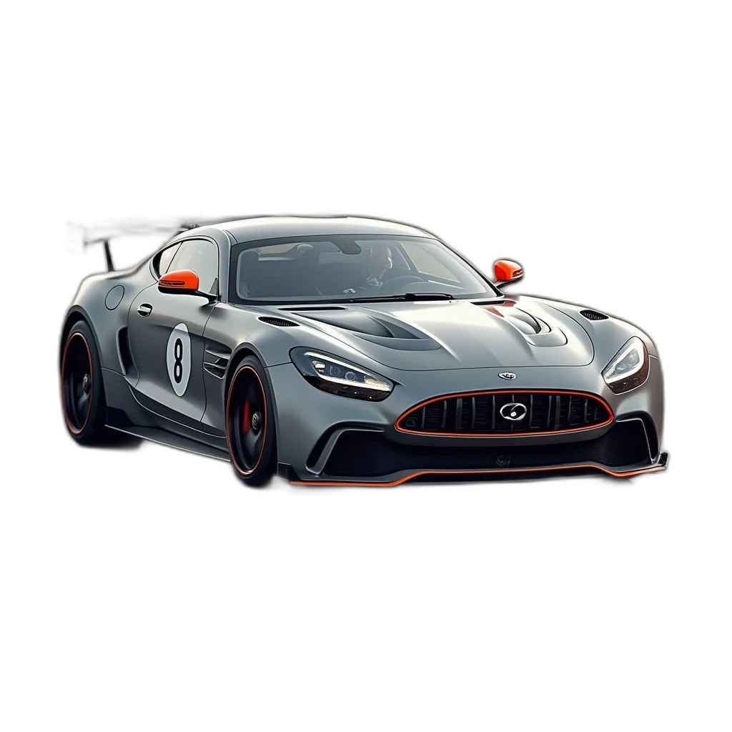 car, 3d render, photorealistic, concept art, cartoon, sleek, grey, sports transparent PNG cut-out