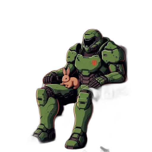 robot, weapon, creature, pixel art, concept art, comic book art, 3d render, green transparent PNG cut-out