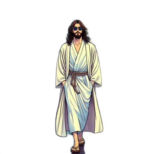 staff, pixel art, concept art, vaporwave, man, long, hair, beard transparent PNG cut-out