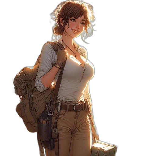 weapon, staff, jacket, dress, concept art, fantasy art, comic book art, anime transparent PNG cut-out