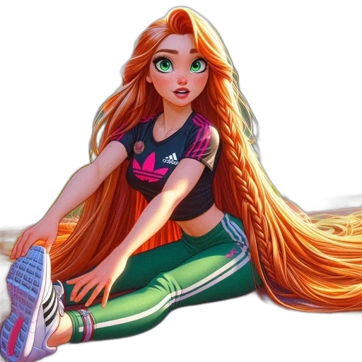 hair, cartoon, concept art, comic book art, fantasy art, neon, animated, female transparent PNG cut-out