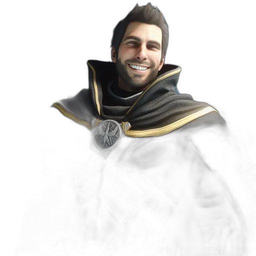 staff, mask, jacket, face, concept art, 3d render, fantasy art, photorealistic transparent PNG cut-out
