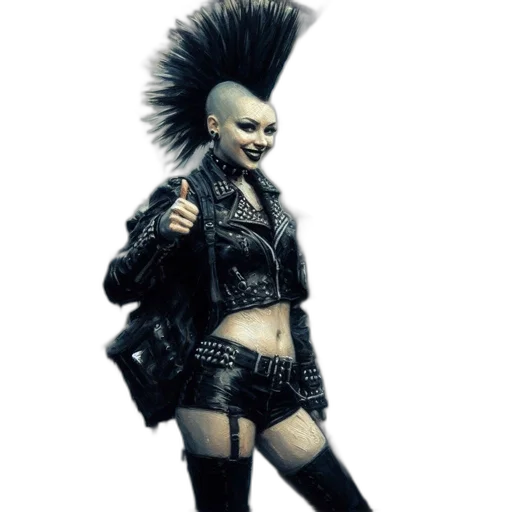 jacket, staff, creature, concept art, cyberpunk, 3d render, fantasy art, woman transparent PNG cut-out