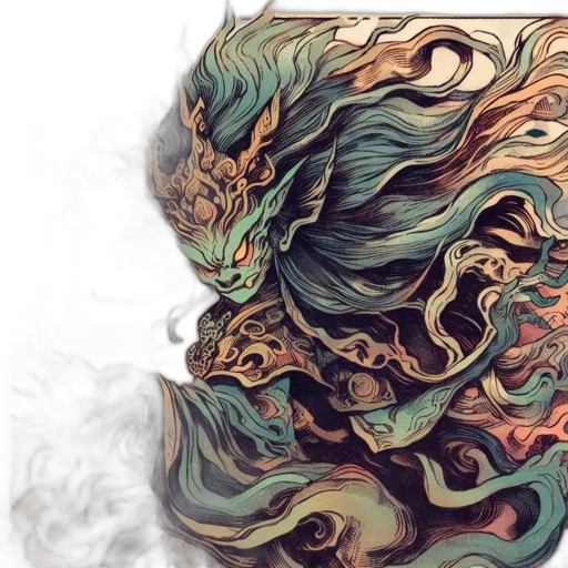 dragon, mask, creature, face, fantasy art, concept art, watercolor, photorealistic transparent PNG cut-out