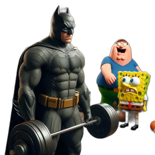 concept art, comic book art, 3d render, image, features, lighthearted, mashup, gym transparent PNG cut-out