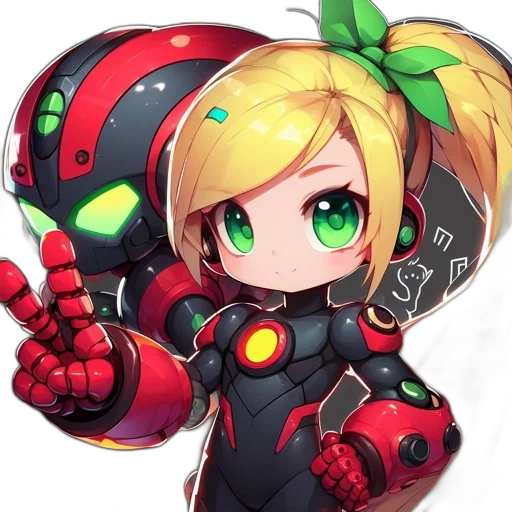 robot, weapon, staff, pixel art, anime, concept art, cartoon, two transparent PNG cut-out