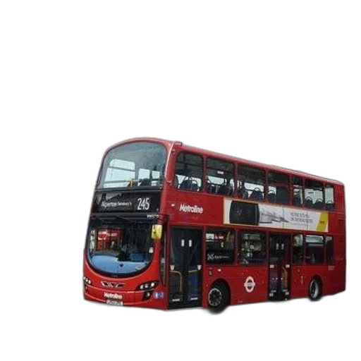 3d render, photorealistic, concept art, pixel art, city street, red, double-decker, bus transparent PNG cut-out