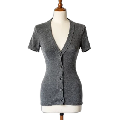 dress, jacket, grey, textured, cardigan, buttoned, front, displayed transparent PNG cut-out