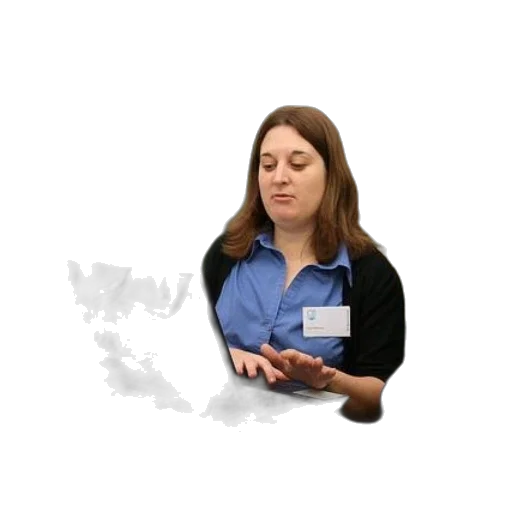 staff, two, women, stand, front, laptop, poster, behind transparent PNG cut-out