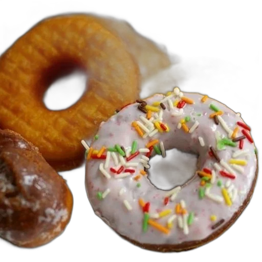 food, 3d render, photorealistic, plate, assorted, donuts, including, glazed transparent PNG cut-out