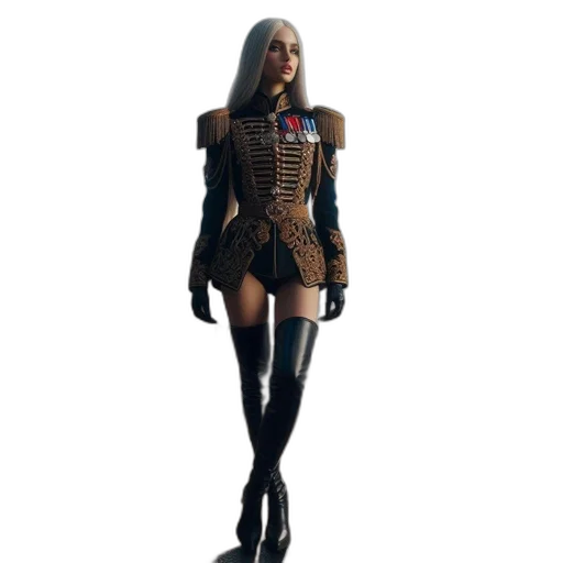 robot, jacket, dress, staff, concept art, 3d render, cyberpunk, fantasy art transparent PNG cut-out