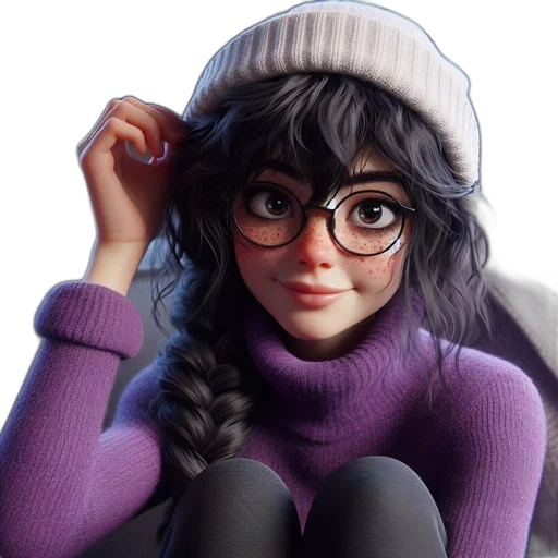 hat, jacket, face, 3d render, concept art, cartoon, photorealistic, snow transparent PNG cut-out