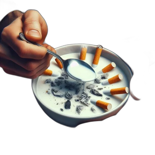 food, weapon, photorealistic, 3d render, person, stirs, bowl, white transparent PNG cut-out