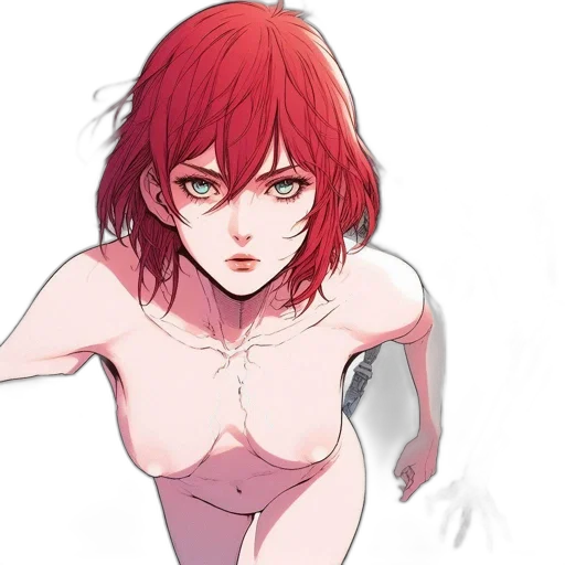 anime, concept art, fantasy art, watercolor, fire, neon lights, red, monochrome transparent PNG cut-out