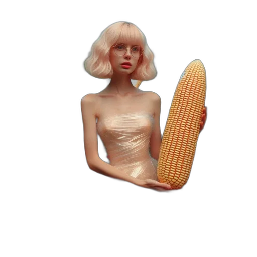 food, dress, hat, hair, vaporwave, pixel art, 3d render, concept art transparent PNG cut-out