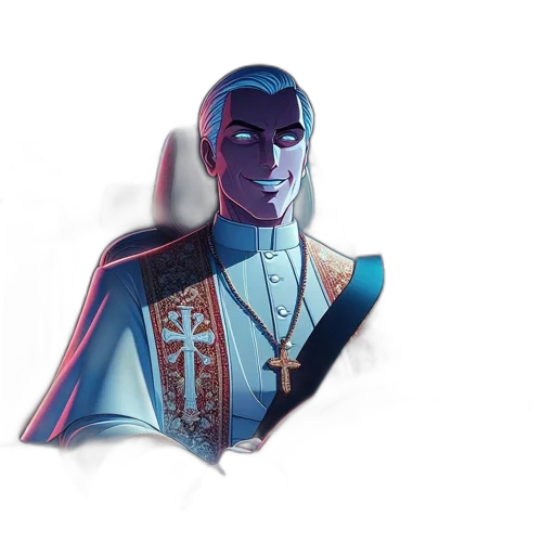 staff, face, crown, jacket, concept art, pixel art, fantasy art, watercolor transparent PNG cut-out