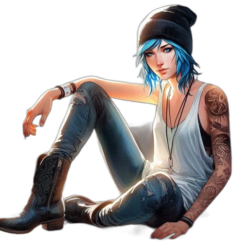 hat, jewelry, concept art, fantasy art, comic book art, cartoon, neon lights, blue transparent PNG cut-out