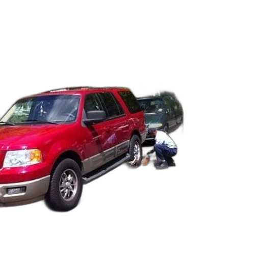 car, man, changing, tire, red, suv, parked, street transparent PNG cut-out