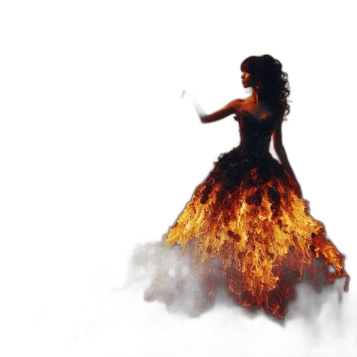 dress, dragon, hair, concept art, fantasy art, photorealistic, pixel art, fire transparent PNG cut-out