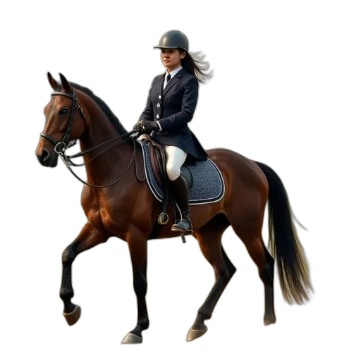 photorealistic, complete, training, horse transparent PNG cut-out