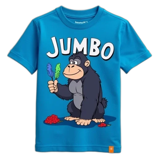 animal, blue, t-shirt, cartoon, gorilla, design, holding, green transparent PNG cut-out