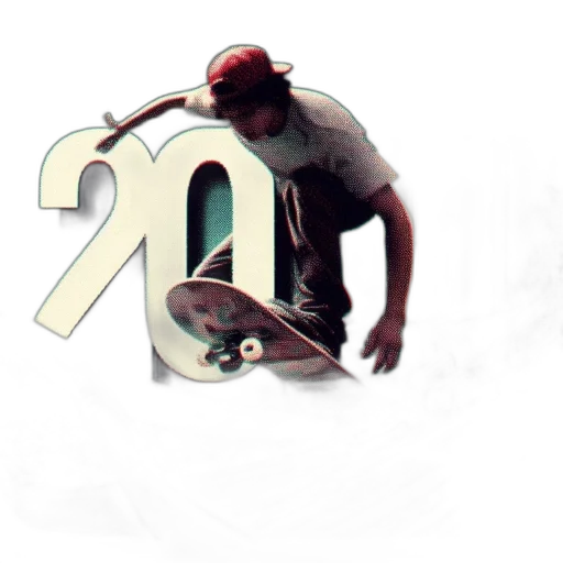 3d render, photorealistic, concept art, cartoon, aerial, shot, captures, skateboarder transparent PNG cut-out