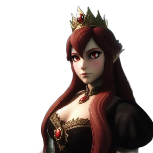 crown, dress, staff, concept art, 3d render, fantasy art, photorealistic, female transparent PNG cut-out