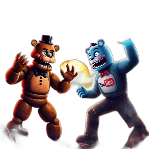 concept art, 3d render, pixel art, comic book art, fire, two, anthropomorphic, bears transparent PNG cut-out