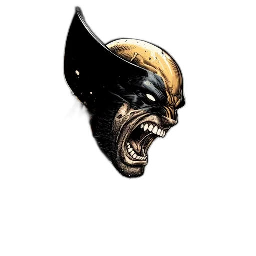 mask, face, crown, comic book art, concept art, photorealistic, 3d render, wolverine transparent PNG cut-out