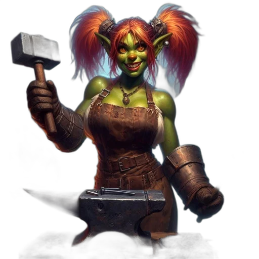 staff, weapon, fantasy art, concept art, comic book art, green, green-skinned, woman transparent PNG cut-out