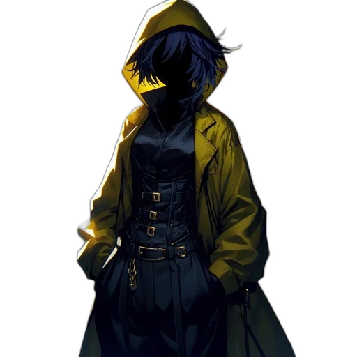 jacket, staff, mask, hat, concept art, cyberpunk, pixel art, comic book art transparent PNG cut-out