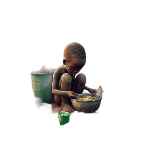 food, concept art, 3d render, pixel art, photorealistic, child, eats, bowl transparent PNG cut-out
