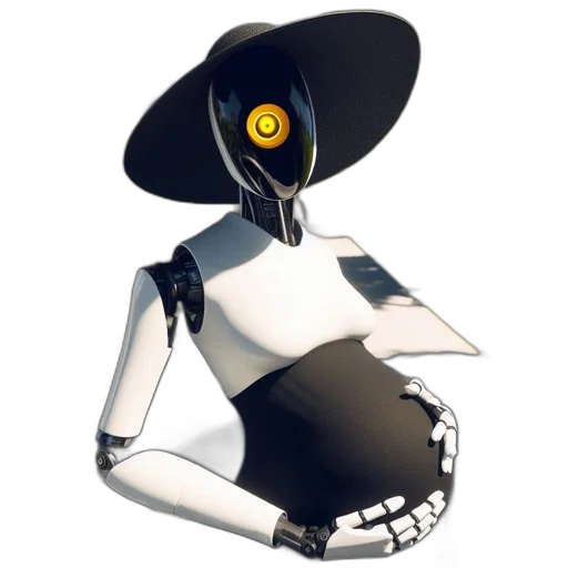 robot, dress, hat, mask, concept art, 3d render, cyberpunk, pixel art transparent PNG cut-out
