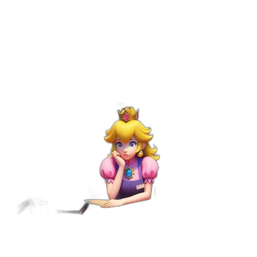 crown, staff, hair, weapon, pixel art, concept art, 3d render, vaporwave transparent PNG cut-out