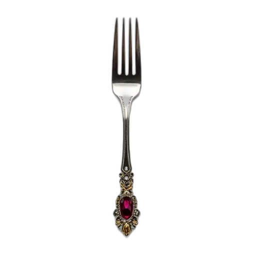 jewelry, food, crown, weapon, close-up, silver, fork, ornate transparent PNG cut-out