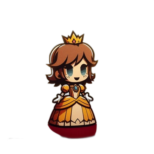 crown, dress, staff, pixel art, concept art, cartoon, anime, golden transparent PNG cut-out