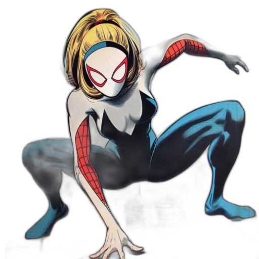 mask, comic book art, concept art, cartoon, anime, spider-gwen, female, superhero transparent PNG cut-out