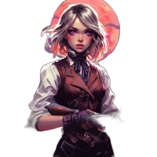 staff, jacket, weapon, face, concept art, fantasy art, watercolor, cyberpunk transparent PNG cut-out