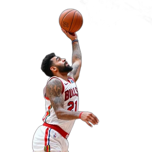 basketball, player, white, red, uniform, number, mid-air, attempting transparent PNG cut-out