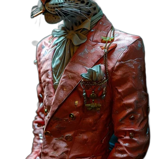 jacket, animal, mask, robot, photorealistic, 3d render, concept art, cyberpunk transparent PNG cut-out