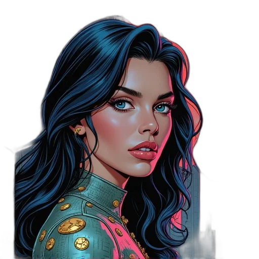 face, jewelry, jacket, comic book art transparent PNG cut-out