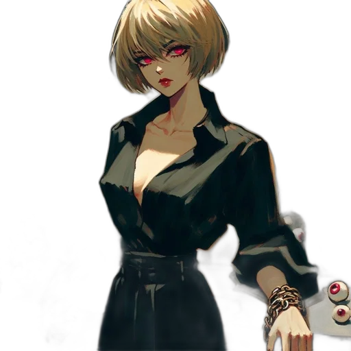 jacket, dress, staff, jewelry, concept art, pixel art, cyberpunk, comic book art transparent PNG cut-out