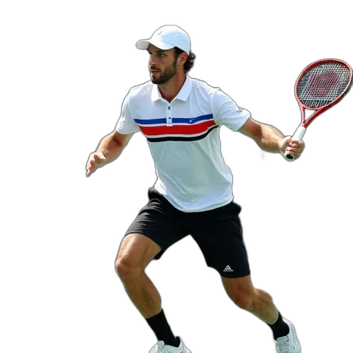 male, tennis, player, action, court, wearing, white, shirt transparent PNG cut-out
