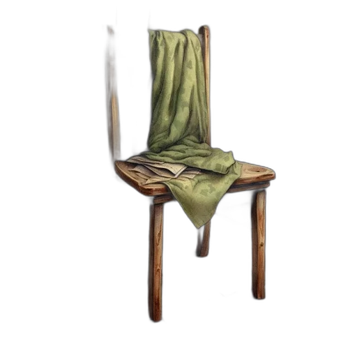 furniture, staff, dress, umbrella, 3d render, photorealistic, concept art, earth tones transparent PNG cut-out