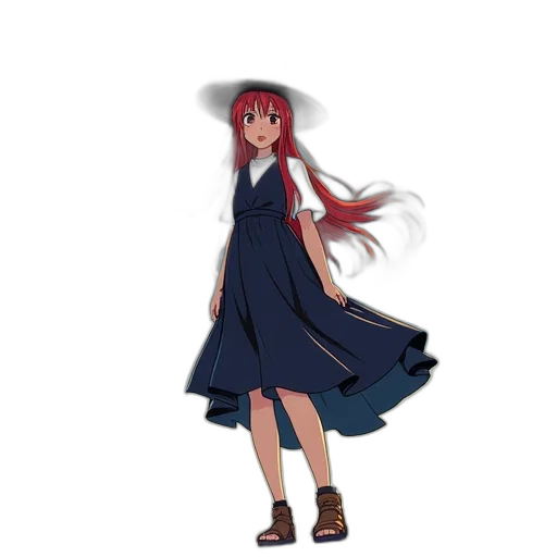 dress, hat, staff, creature transparent PNG cut-out