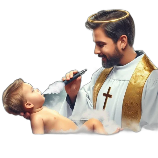 photorealistic, concept art, pixel art, oil painting, inside, church, priest, wearing transparent PNG cut-out