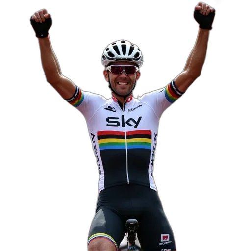 male, cyclist, celebrating, victory, his, arms, raised, high transparent PNG cut-out